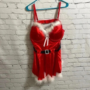 Pucker Up Red Fur Trimmed Mrs.Clause Nightgown